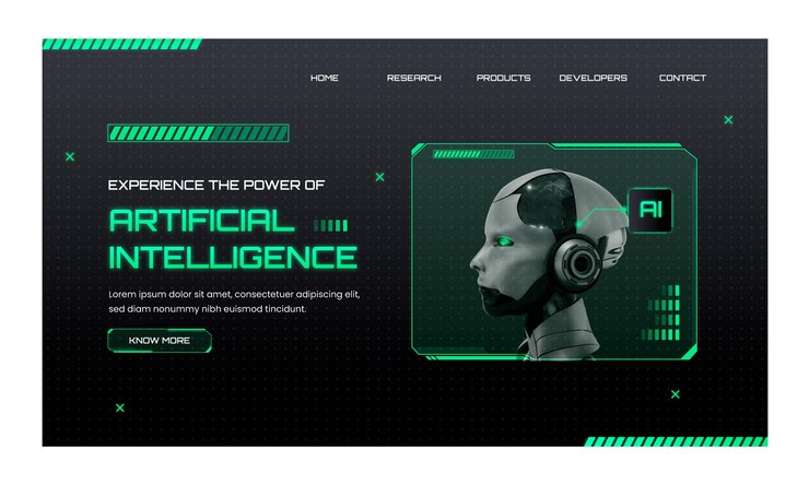 Бесплатный Вектор шаблон целевой страницы с градиентом для технологии ai