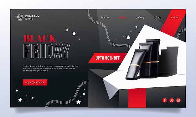 Free vector gradient landing page template for black friday sales