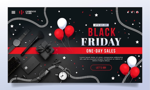 Vettore gratuito modello di pagina di destinazione sfumata per le vendite del black friday