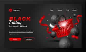 Free vector gradient landing page template for black friday sales