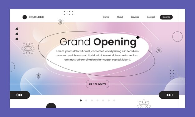 Шаблон целевой страницы градиента для торжественного открытия бизнеса