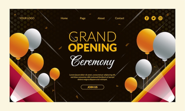 Gradient landing page template for business grand opening