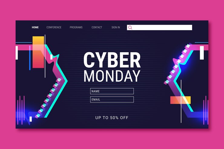 Free Vector gradient landing page template for cyber monday sale