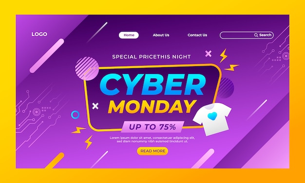 サイバーマンデーセールのグラデーションランディングページテンプレート