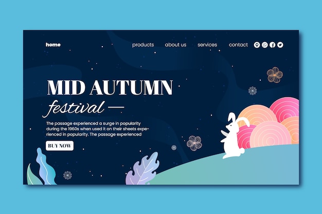 無料ベクター 中秋節のお祝いのグラデーションランディングページテンプレート