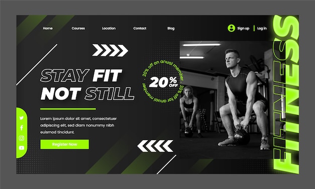 Gradient landing page template for gym and exercise