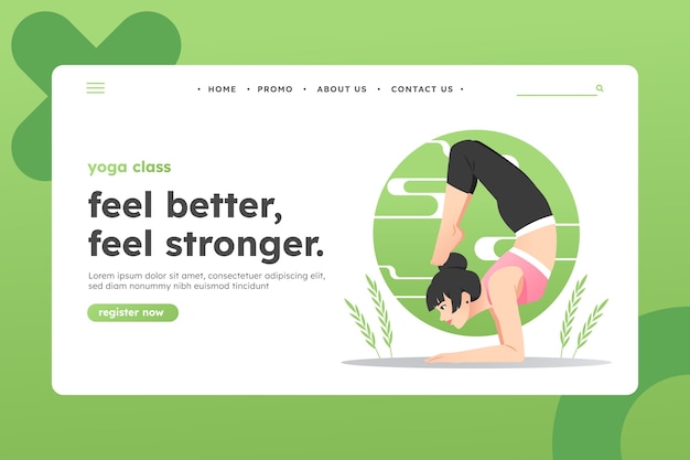 Gradient landing page template for international yoga day celebration