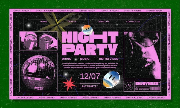 Gradient landing page template for night party