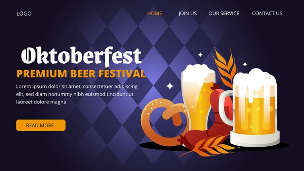 Free vector gradient landing page template for oktoberfest celebration