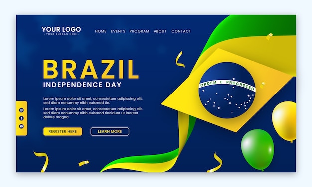 Free vector gradient landing page template for sete de setembro celebration