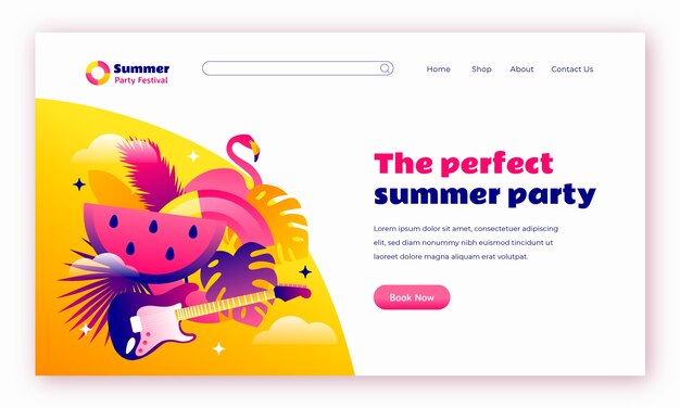 Gradient landing page template for summer festival