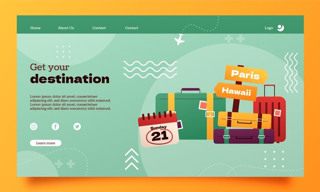 Gradient landing page template for travel agency