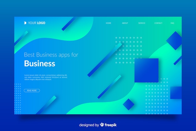Free vector gradient landing page with geometric shapes