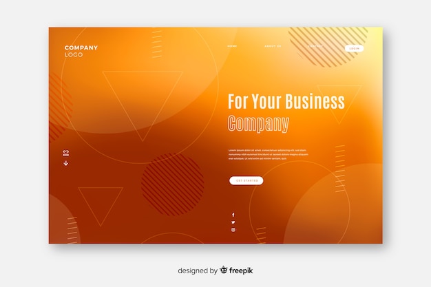 Free vector gradient landing page with yellow memphis shapes