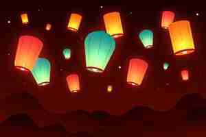 Free vector gradient lantern festival background