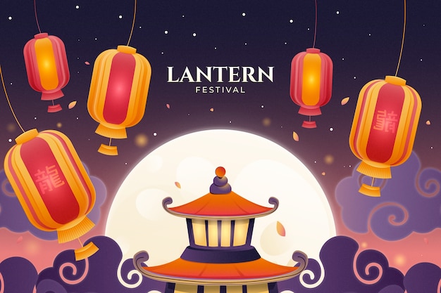 Gradient lantern festival background