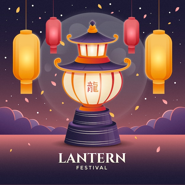 Gradient lantern festival illustration