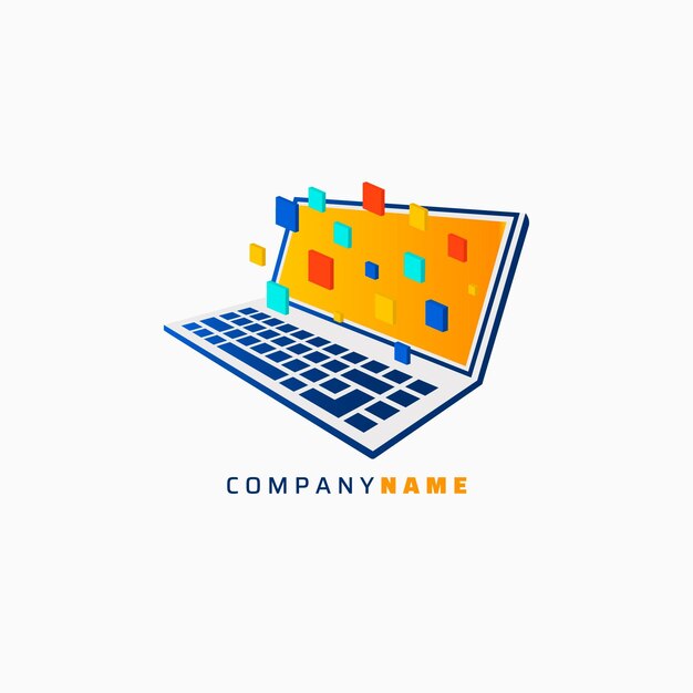 Gradient laptop logo template