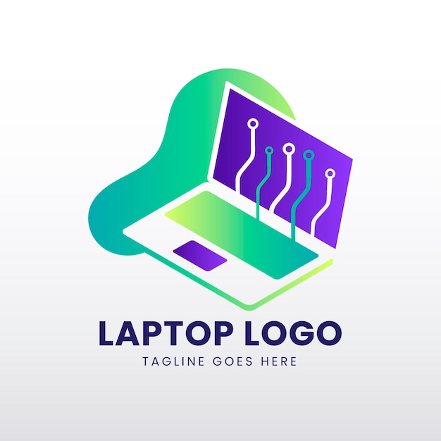 Шаблон логотипа градиента ноутбука