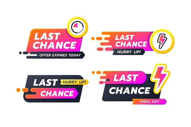 Gradient last chance badges set