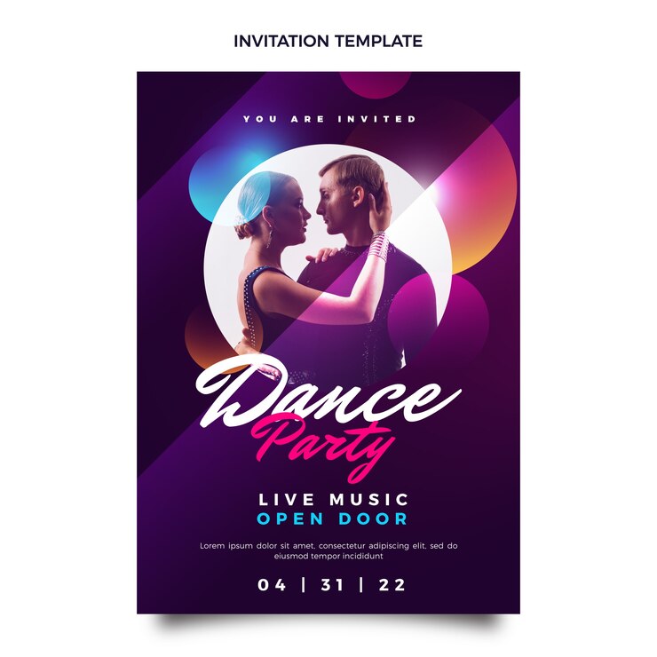 Free Vector gradient latin dance party invitation template