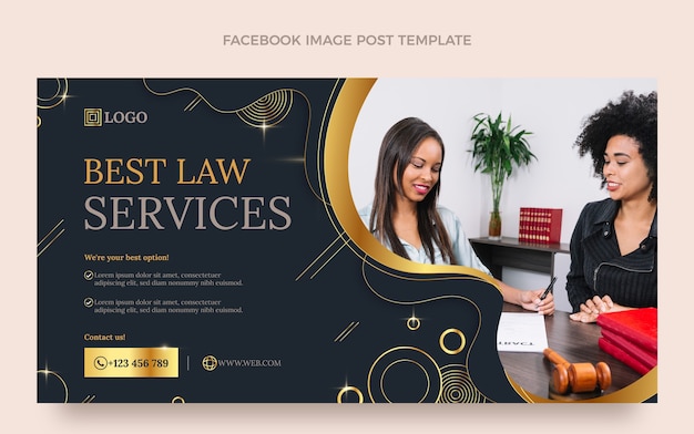 Free vector gradient law firm facebook post template