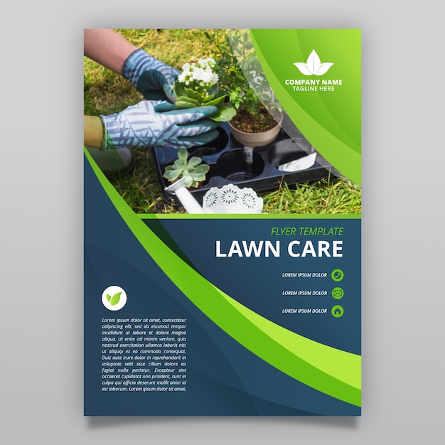 Gradient lawn care flyer template