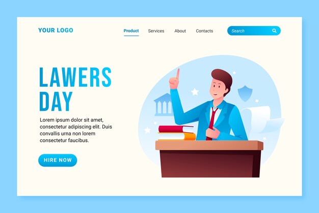 Gradient lawyers day landing page template