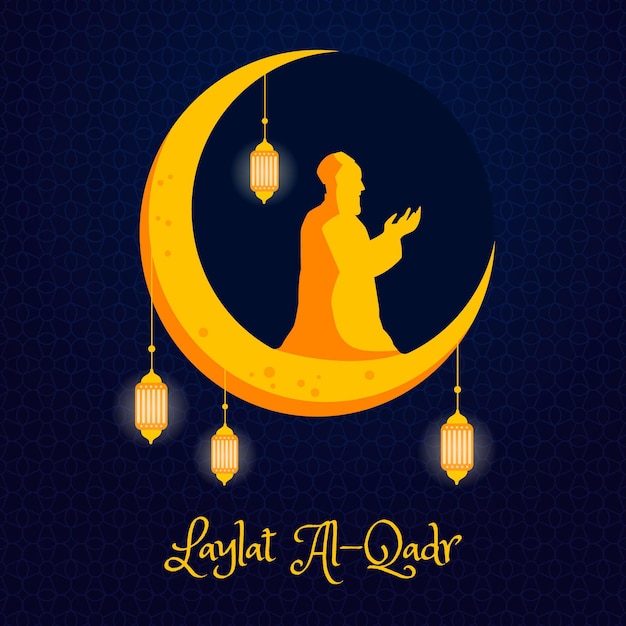 Vettore gratuito illustrazione gradiente laylat al-qadr