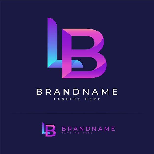 Vettore gratuito design del logo monogramma lb sfumato