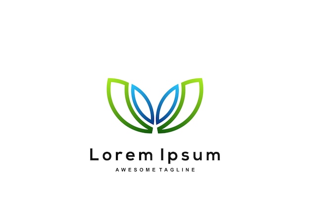Коллекция логотипов градиентных листьев