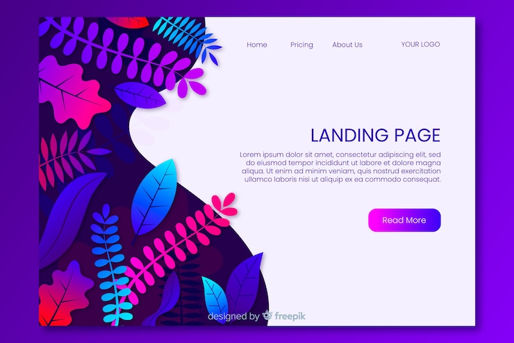 Free Vector gradient leaves landing page template