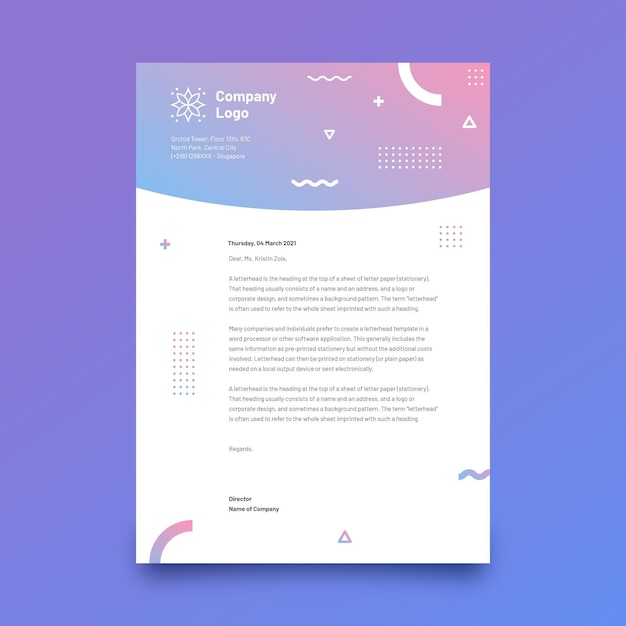 Free vector gradient letterhead  template