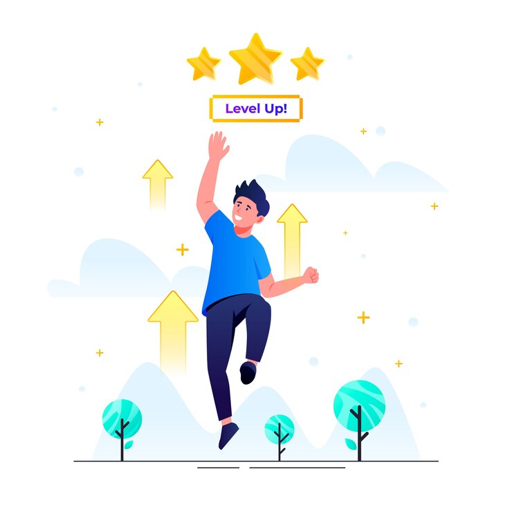 無料Vector グラデーション レベルアップ イラスト