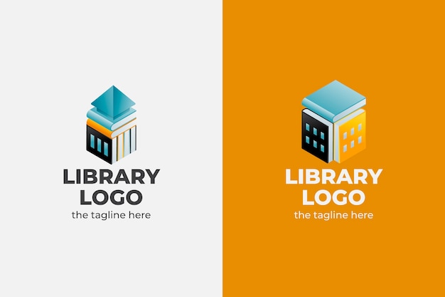 Vettore gratuito modello di logo della libreria gradiente