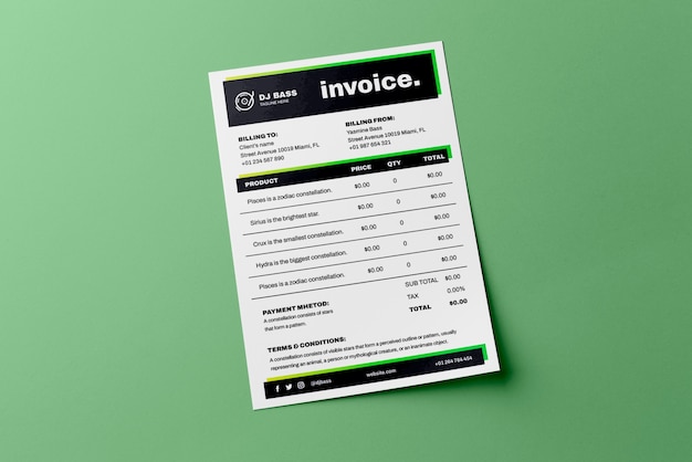 Free vector gradient linear dj bass invoice