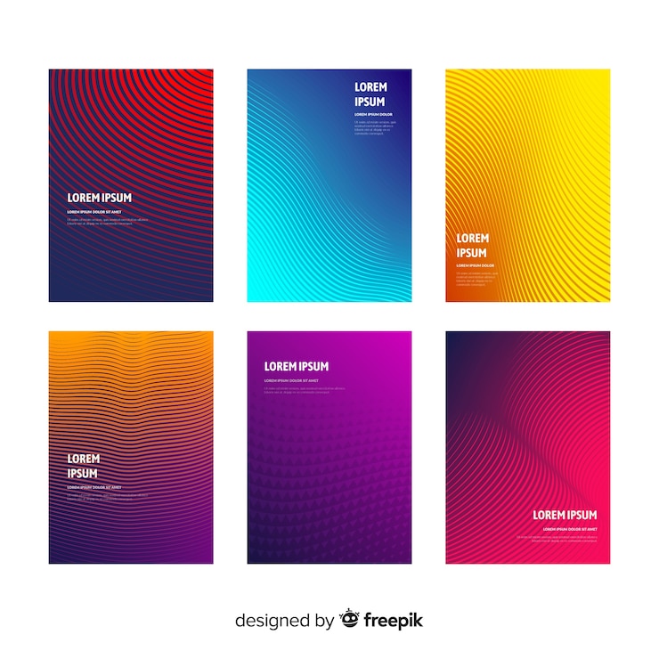 Free Vector gradient lines brochure collection
