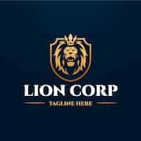 Free vector gradient lion with crown logo template