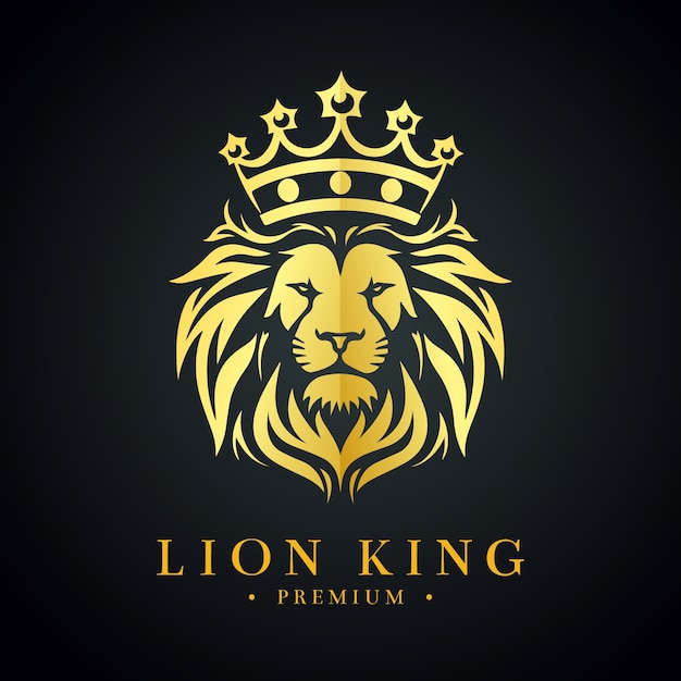 Gradient lion with crown logo template