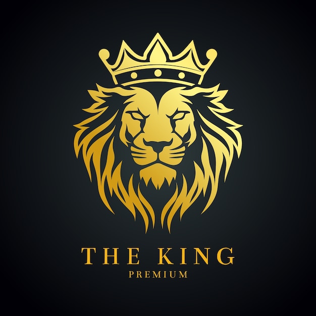 Free vector gradient lion with crown logo template