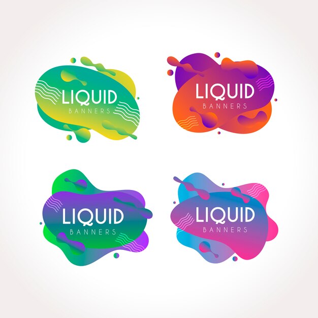 Gradient liquid banners set 