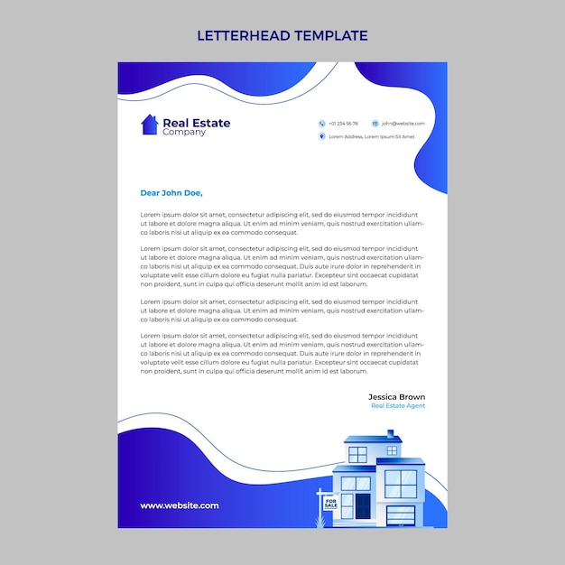 Free vector gradient liquid shapes real estate letterhead