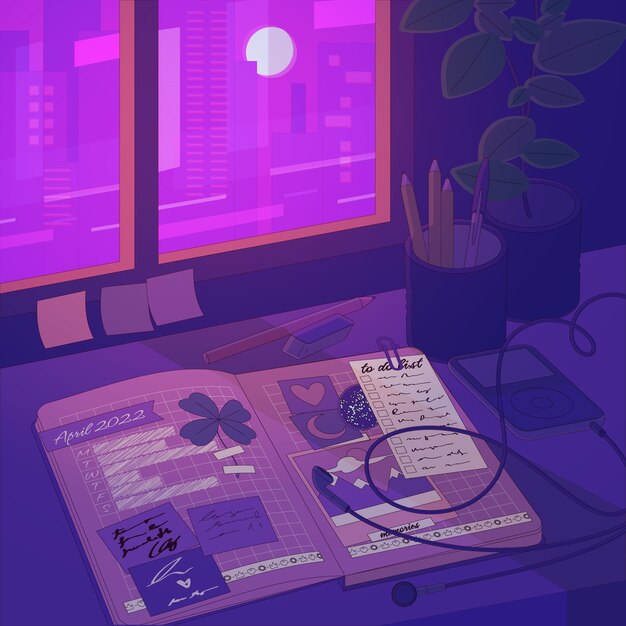 Gradient lo-fi illustration