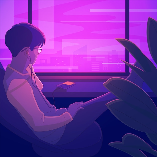 Gradient lo-fi illustrations