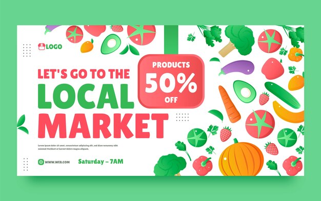 Gradient local market business social media promo template