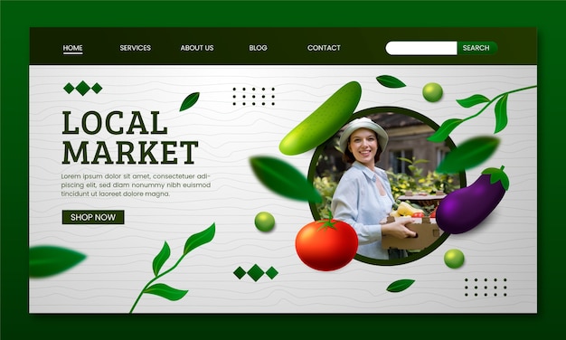 Free vector gradient local market landing page