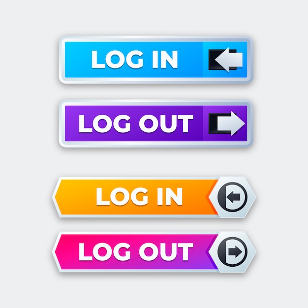 無料ベクター グラデーションのログインおよびログアウト ボタン アイコン