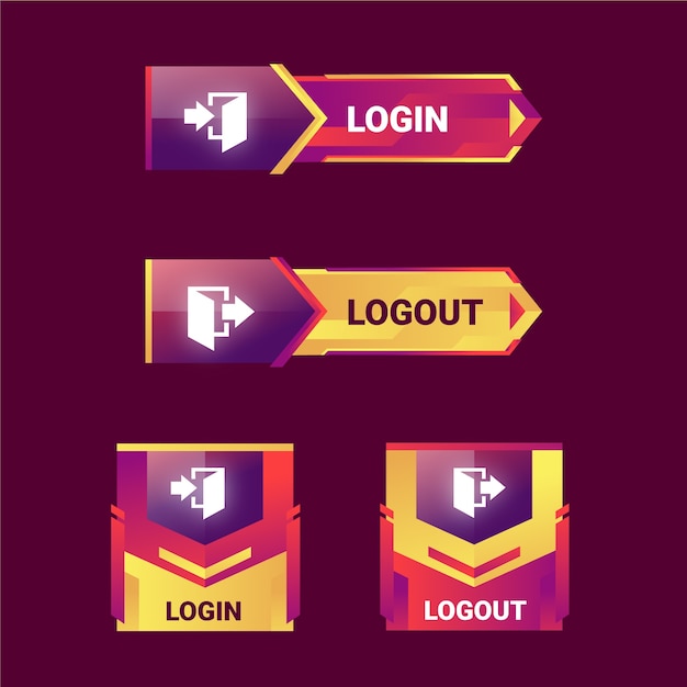 Free vector gradient  login and logout button icons