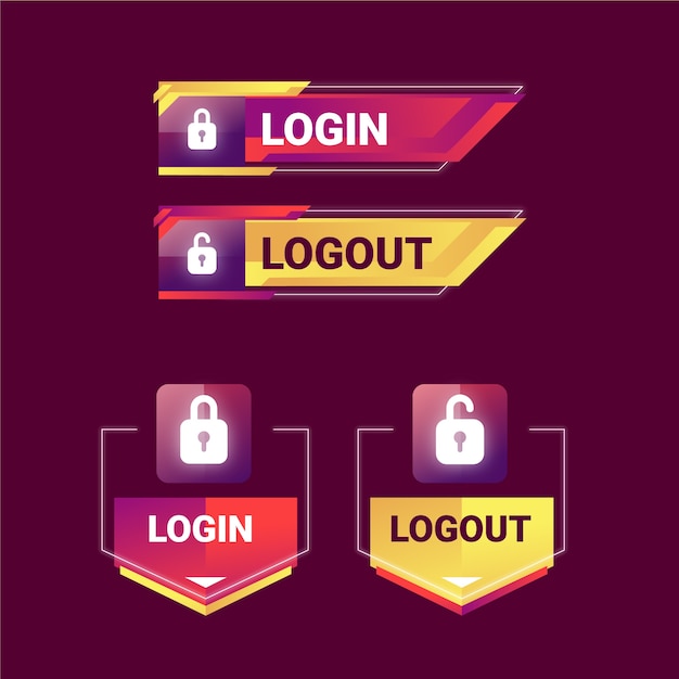 Free vector gradient  login and logout button icons