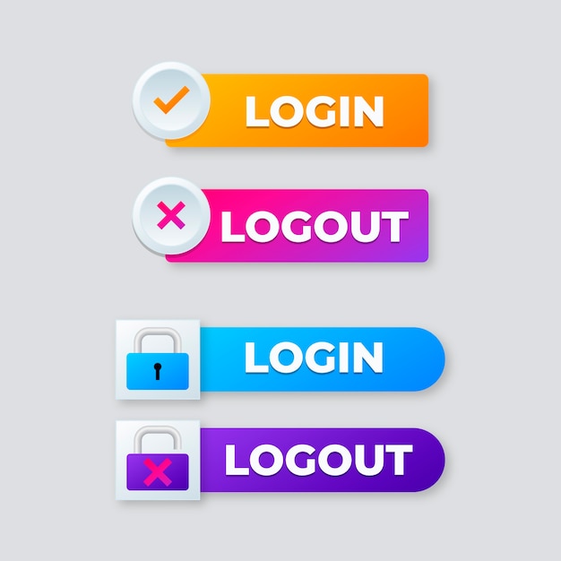 Gradient login and logout buttons icons